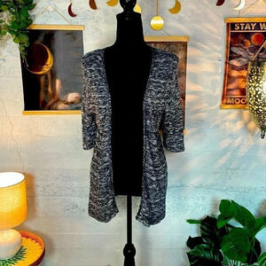 Christopher & banks blue and white 1/3 sleeve cardigan size medium